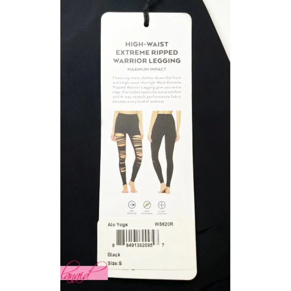 Alo High-Waist Extreme Ripped Warrior Leggings Black Edgy Hi-Rise Destroyed Pant